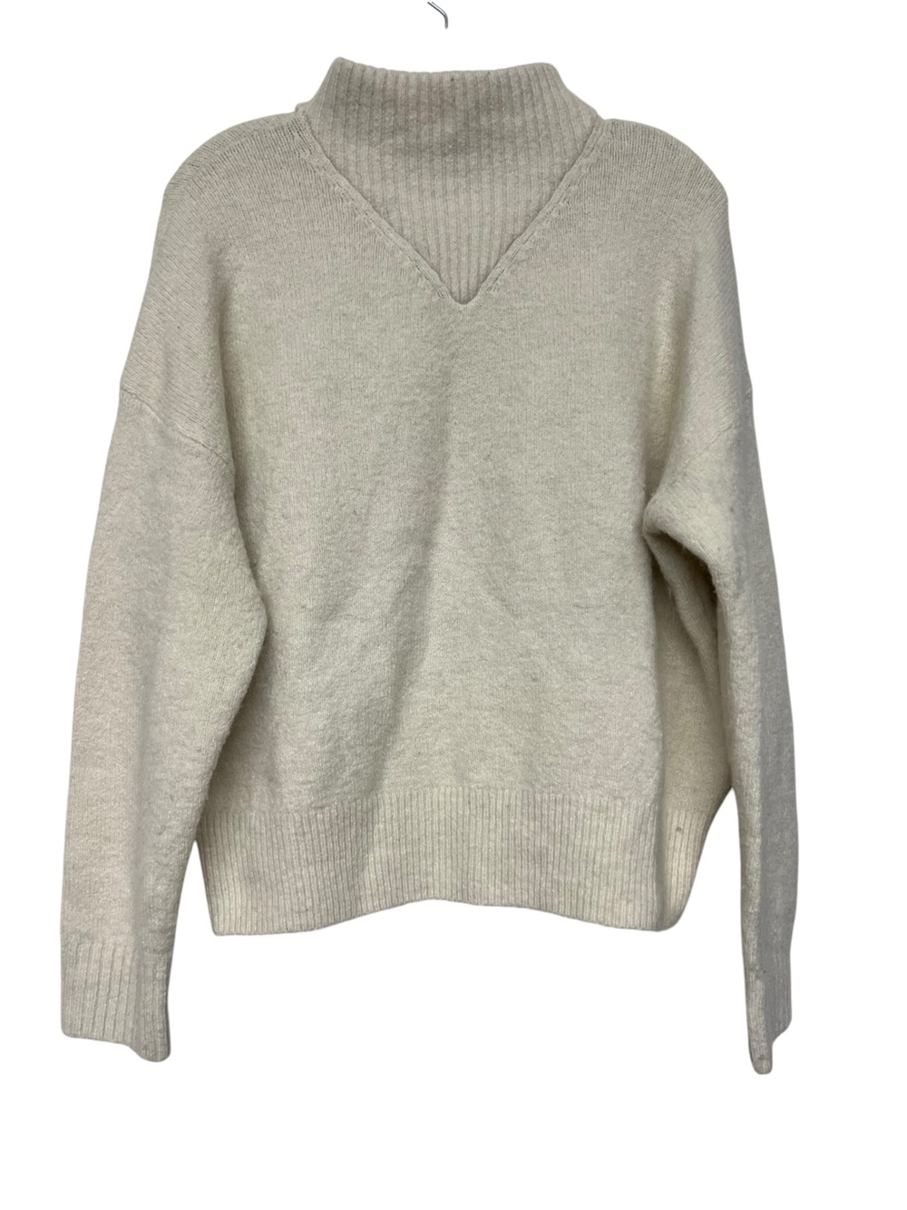 Madewell Dillion Cream Ribbed Mockneck Pullover Sweater Medium Wool Alpaca